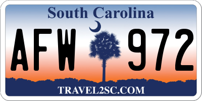 SC license plate AFW972