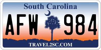 SC license plate AFW984