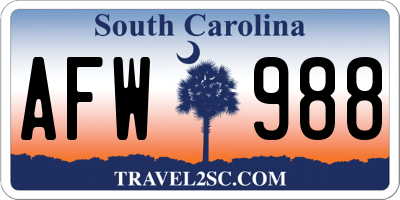 SC license plate AFW988