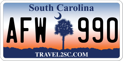 SC license plate AFW990