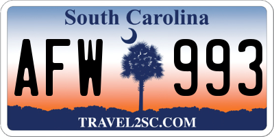 SC license plate AFW993