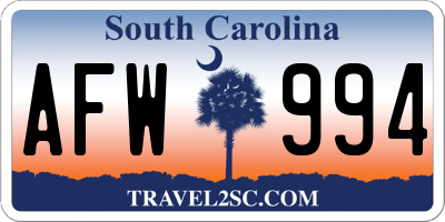 SC license plate AFW994