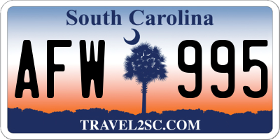 SC license plate AFW995