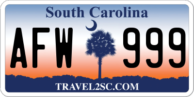 SC license plate AFW999