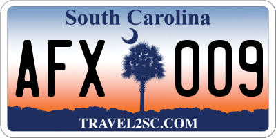 SC license plate AFX009