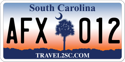 SC license plate AFX012