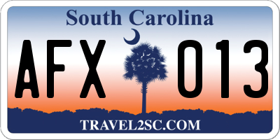 SC license plate AFX013