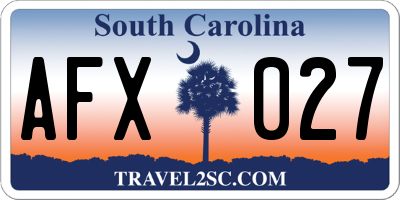 SC license plate AFX027