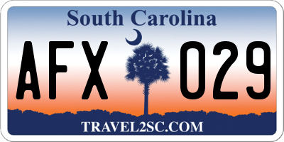 SC license plate AFX029