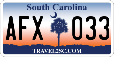 SC license plate AFX033