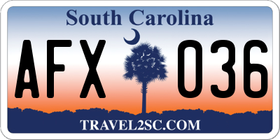 SC license plate AFX036