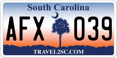 SC license plate AFX039