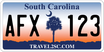 SC license plate AFX123