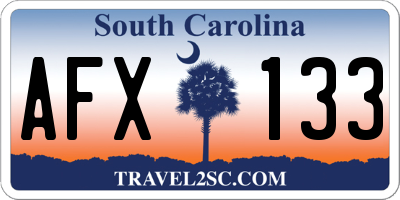 SC license plate AFX133