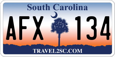 SC license plate AFX134