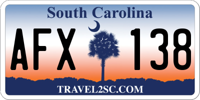 SC license plate AFX138