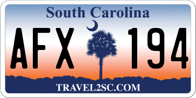 SC license plate AFX194