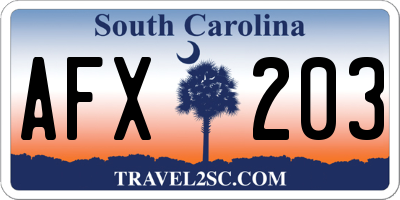 SC license plate AFX203