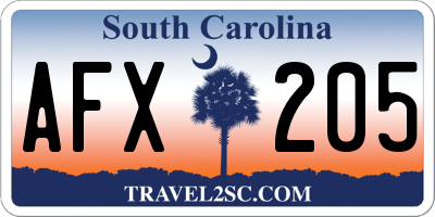 SC license plate AFX205