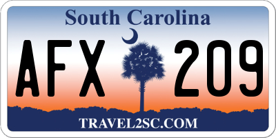 SC license plate AFX209