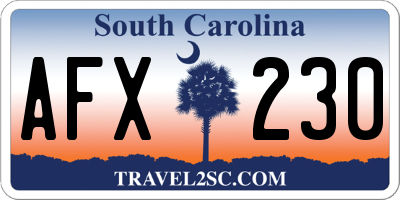 SC license plate AFX230