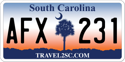 SC license plate AFX231