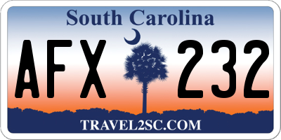 SC license plate AFX232
