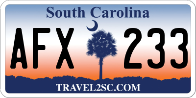 SC license plate AFX233