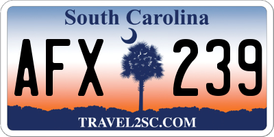 SC license plate AFX239