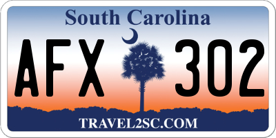 SC license plate AFX302