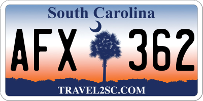 SC license plate AFX362