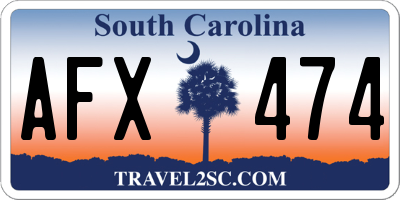 SC license plate AFX474