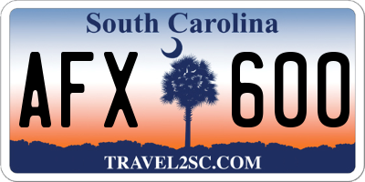 SC license plate AFX600
