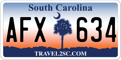 SC license plate AFX634