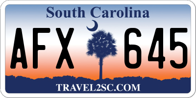 SC license plate AFX645