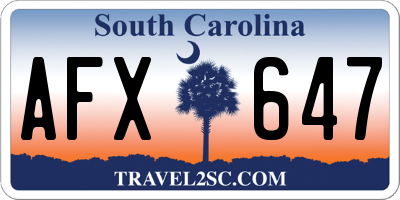 SC license plate AFX647