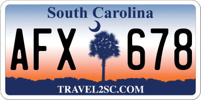 SC license plate AFX678