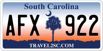 SC license plate AFX922