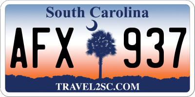 SC license plate AFX937