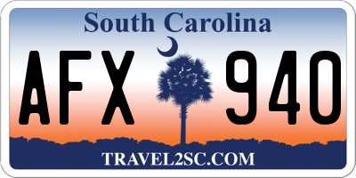 SC license plate AFX940