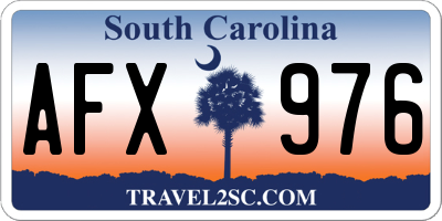 SC license plate AFX976