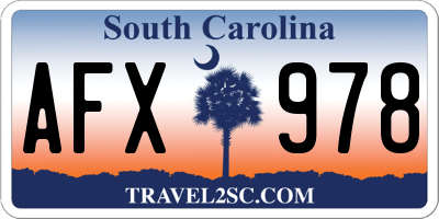 SC license plate AFX978