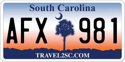 SC license plate AFX981