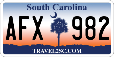 SC license plate AFX982