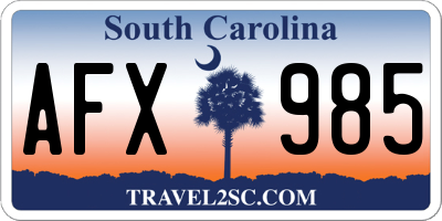 SC license plate AFX985