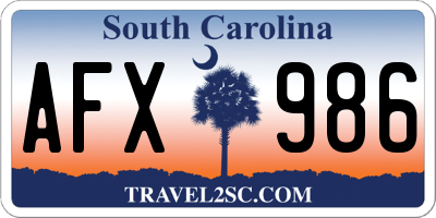 SC license plate AFX986