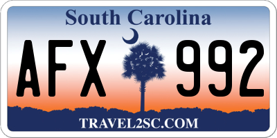 SC license plate AFX992