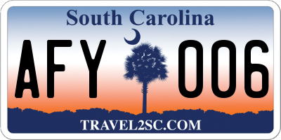 SC license plate AFY006