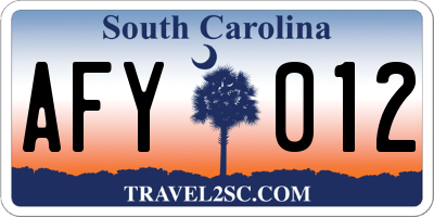 SC license plate AFY012