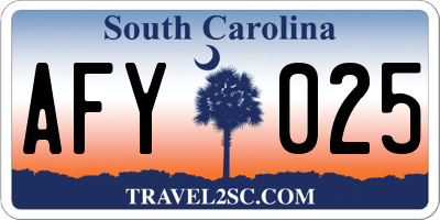 SC license plate AFY025